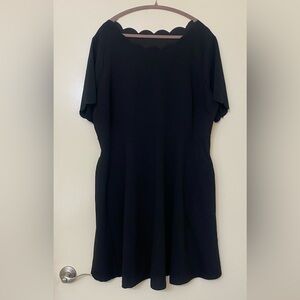 Black Scallop Neck A-Line Dress